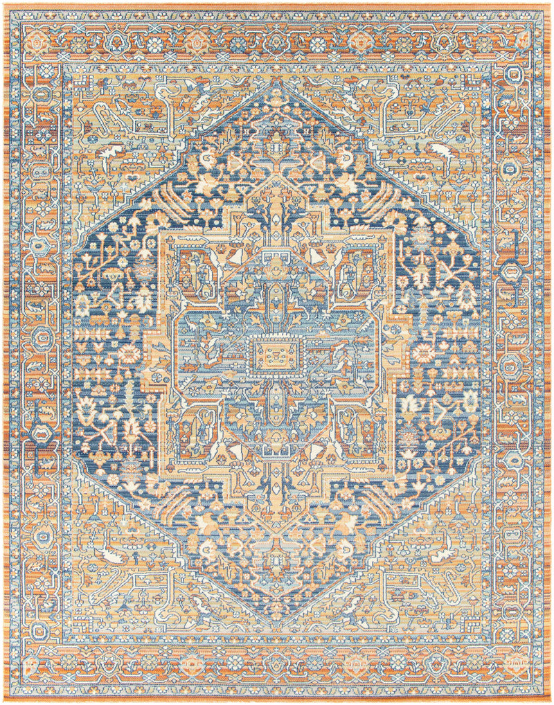 Ripponlea Blue&Orange Medallion Rug