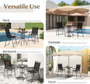 Patio Table And Chairs Set 3 Piece With DPC Tabletop And Folding Counter Height Chairs