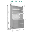 73'' Tall Kitchen Pantry Cabinet , 6 Level Flip Door with Pegboard Metal Pantry Storage Cabinet, Anti-Tip Design Hutch for Kitchen, Dining Room, Living Room (White)