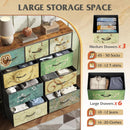 9 Drawer Dresser With Fabric Bins Floral Pattern Wood Top