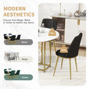 TOPMAX Space-Saving 5-Piece Extendable Kitchen Dining Table Set for Small Spaces - Round Faux Marble Top with Golden Frame, 4 Upholstered Chairs, Compact Foldable Design,White+Black