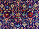 Large Persian Tabriz Rug 10x16, Navy Blue and Red, Allover Pattern, Vintage Hand Knotted Wool Carpet