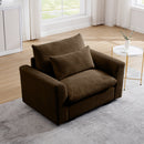 Brown Corduroy Deep Seat Single Sofa Accent Chair,Deep Seat Couch with Waist Pillow for Living Room/Apartment/Office