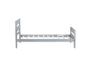 Twin Bed with Headboard and Footboard,Rubber Wood Bed,Grey