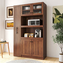 Kitchen pantry cabinet with multi-functional pull-out multi-tier storage shelf,Farmhouse Storage Cabinet with 4 Doors,Pantry Organizers for Kitchen,Dining Room