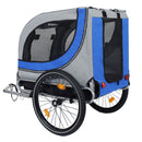 Large Folding Bike Trailer for Dogs – 120LB Capacity All-Terrain Pet Carrier, Durable Steel Frame for Cycling, Jogging, Camping & Outdoor Adventures, Gray- Blue