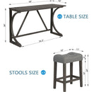 4-Piece Bar Table Set with Power Outlet, Dining Bar Table and Chairs Set,Bar Table Set with 3 Padded Stools for Living Room, Dining Room, Game Room, Dark Gray