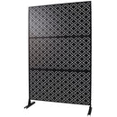 Outdoor & Indoor Privacy Screen Metal Privacy Screen 76' H×48' W, Freestanding Decorative Privacy Screen for Deck Balcony Patio, Privacy Fence Panels for Outside Lawn Garden PS107 BLACK