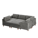 Modern Modular Sectional couch,6 Seaters Sleeper Sofa Upholstered Corduroy Free Combination Sofa(Grey)