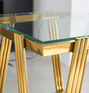 Modern Stainless Steel Coffee Table Set (Set of 2), Double-Layer Clear Tempered Glass Table Top, Coffee Table & End Side Table 2-Pieces Sets for Living Room Home Office, Gold