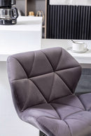 Breni Velvet Diamond Tufted Swivel Adjustable Height Bar Stool Set Of 2 Gray