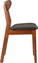 Walnut Finish Dining Chairs With Black Cushions Set Of 2