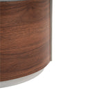 Italian Retro Double Storage Round Side Table, Gray Brown MDF with Tempered Glass Top, Compact Size