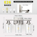 3 Light Brushed Nickel Vanity Light Fixture For Bathroom