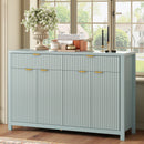 Modern Wave-Pattern Sideboard Cabinet with 2 Drawers and 4 Doors, 3-Level Adjustable Shelves, Aluminum Arc Handles, Scandinavian Style, 3 Colors, Suitable for Entryway, Living Room, Foyer