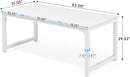 63 Inch White Executive Office Desk 31.5 Inch Wide