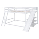 Bunk Bed With Ladder, Slide, And Shelves Pine Wood