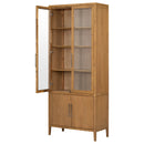 U_STYLE Impressive 90.6'' Tall Cabinet with Oak Veneer and Glass Doors,Suitable for Study,Entryway, Hallway, Living Room, Foyer