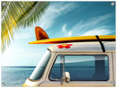 Beach Van Print Metal Wall Art – Retro Coastal Ocean Scenic Home Decor