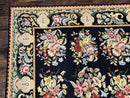 Palace Size Needlepoint Rug 12x16, Black and Colorful, Floral Panel, Handmade Oversized Wool Needlepoint Carpet, Rare