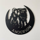 Custom Metal Wall Art - Personalized Grizzly Bear Monogram Sign