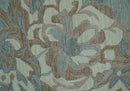Beautiful Blue, Ivory and Olive Floral Design 8x10 Hand Tufted wool Rug