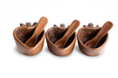 Set of 3 Brown Heart Salseras Made of Barro Negro