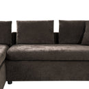 Elegant L-Shaped Sectional Sofa with Chenille Upholstery and Wooden Storage Compartment, Brown