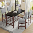 5-Piece Counter Height Dining Set, Faux Marble Bar Table with 4 Upholstered Chairs, Mid-Century Style for Kitchen or Small Spaces