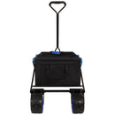 360° Rotating Rear Wheel Heavy-Duty Folding Wagon – Multi-Use Garden Cart with All-Terrain Wheels, Dual-Color (Black & Blue) Design for Camping, Beach, Picnic & Outdoor