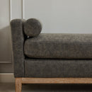 Elegant Upholstered Bench,Daybed,Ottman with Wood Legs & 2 Bolster Pillows, Gray PU, 66.34'W for Bedroom, Living Room, Entryway