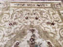 Vintage Nepali Tibetan Aubusson Rug 6x9, Wool Hand-Knotted Cream Beige Carpet, Leaves & Floral Pattern 6 x 9 Soft Area Rug Home Office Rug