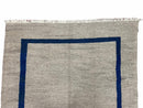 Geometric Turkish Kilim Rug 5' 7" x 7' 9", Flatweave Carpet, Minimal Design, Anatolian Carpet, Gray, Geometric, Dark Blue, Hand-Knotted, New
