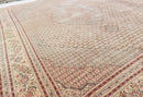 Stunning Oversized Sino Persian Oriental Rug 12x15, Hand Knotted Wool & Silk Palace Sized Carpet, Mahi Pattern, Very Fine, Peach Beige, Wow