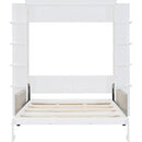 Queen Size Murphy Bed Wall Bed with Sofa,White