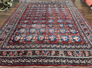 Antique Persian Bijar Rug 9x12 - Allover Motif, Red & Blue
