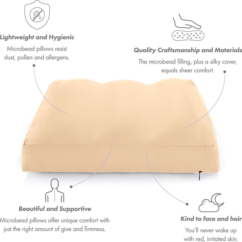 Premium Microbead Pillow, Cooling Silk like Cover, Medium