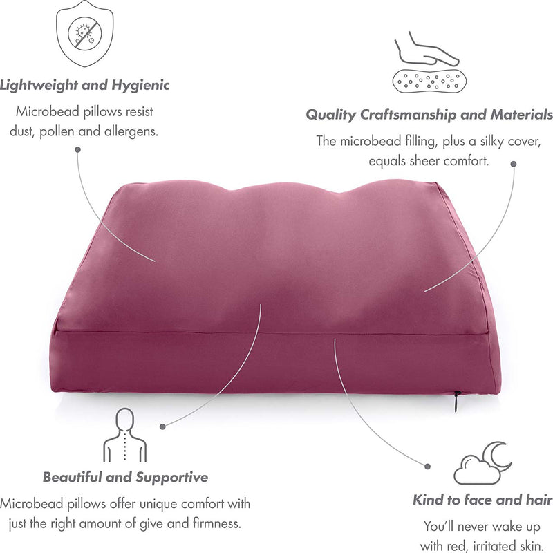 Premium Microbead Pillow, Cooling Silk like Cover, Medium