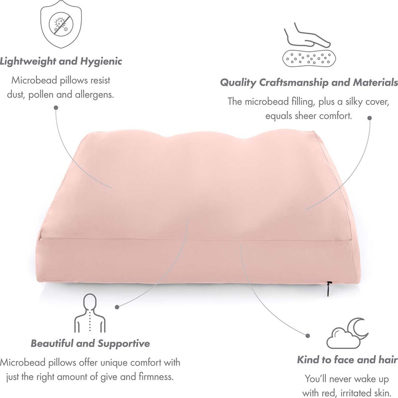 Premium Microbead Pillow, Cooling Silk like Cover, Medium