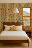 Campanas Wallpaper, butter yellow and slate blue