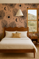 Night Palm Wallpaper, terra cotta and black