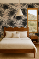 Palm Deco Wallpaper, black and blush