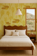 Palm Oasis Wallpaper, lemon yellow and ocher