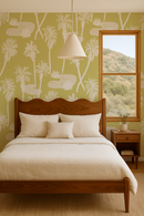 Palm Oasis Wallpaper, lemon and white