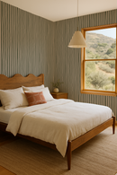 Dolce Stripe Wallpaper, olive green and tan