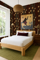 Campanas Wallpaper, chocolate and goldenrod