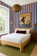 Ziggy Stripe Wallpaper, blue and pink