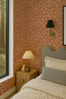 Simple Stripes Wallpaper, burnt orange and white