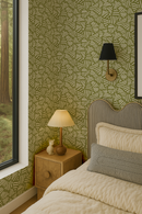 Simple Stripes Wallpaper, olive green and white