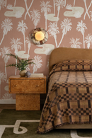 Palm Oasis Wallpaper, terra cotta and white